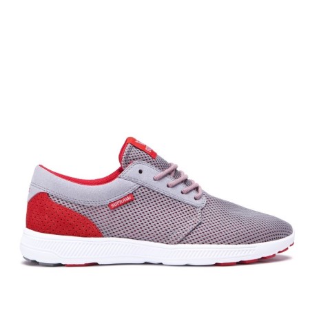 Supra Hammer Run Mens Low Tops Shoes Grey/Red UK 40MWL